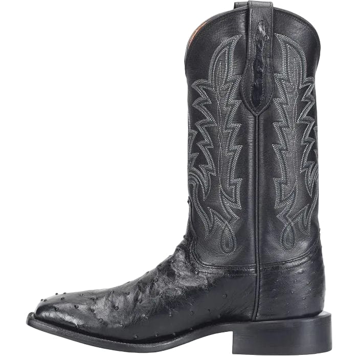 JUSTIN Boots Justin Men's Obsidian Black Rancher Ostrich Exotic Cowboy Boot GR5335