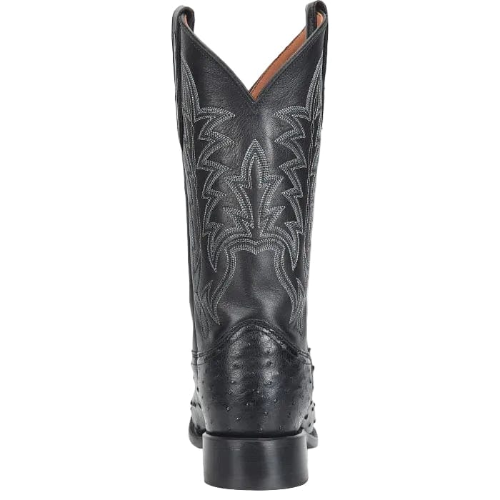 Justin Men's Obsidian Black Rancher Ostrich Exotic Cowboy Boot