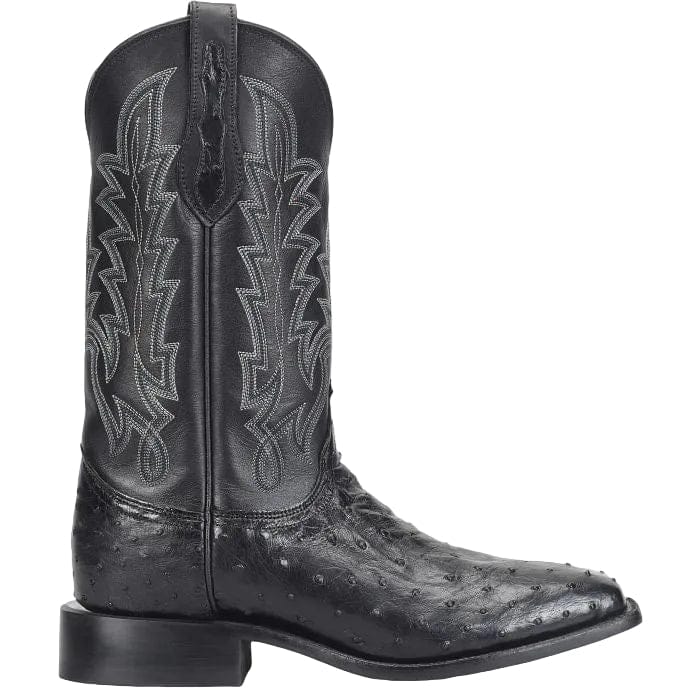 JUSTIN Boots Justin Men's Obsidian Black Rancher Ostrich Exotic Cowboy Boot GR5335