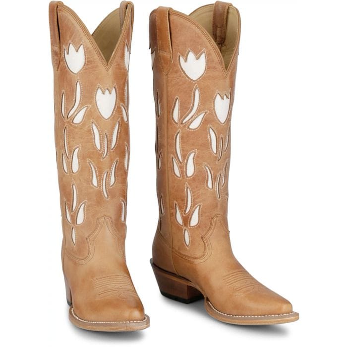 JUSTIN Boots Justin Women's Antique Tan May Floral Inlay Western Boots VN4456