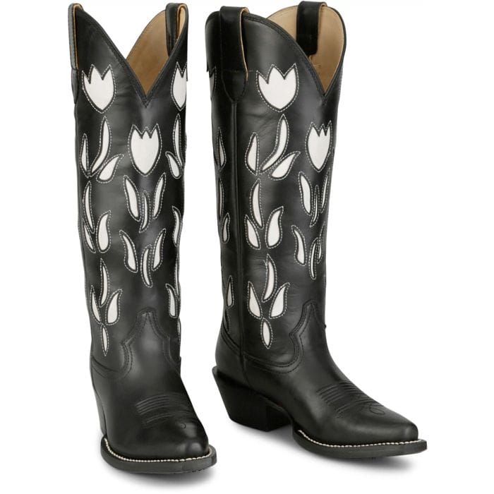 JUSTIN Boots Justin Women's Black May Floral Inlay Western Boots VN4455
