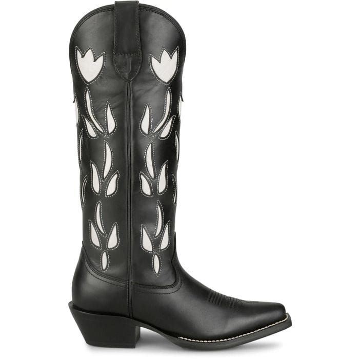 Justin Women's Black May Floral Inlay Western Boots VN4455
