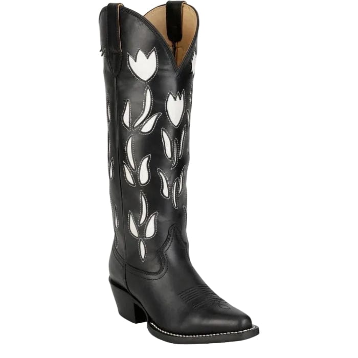 JUSTIN Boots Justin Women's Black May Floral Inlay Western Boots VN4455