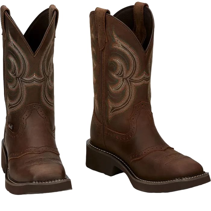 JUSTIN Boots Justin Women's Brown Inji II Wide Round Toe Western Boots GY9984