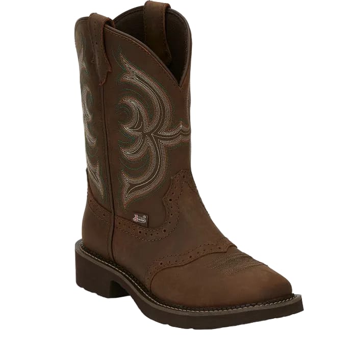 JUSTIN Boots Justin Women's Brown Inji II Wide Round Toe Western Boots GY9984