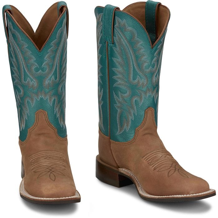 JUSTIN Boots Justin Women's Tan and Turquoise Shay Western Boots BR540