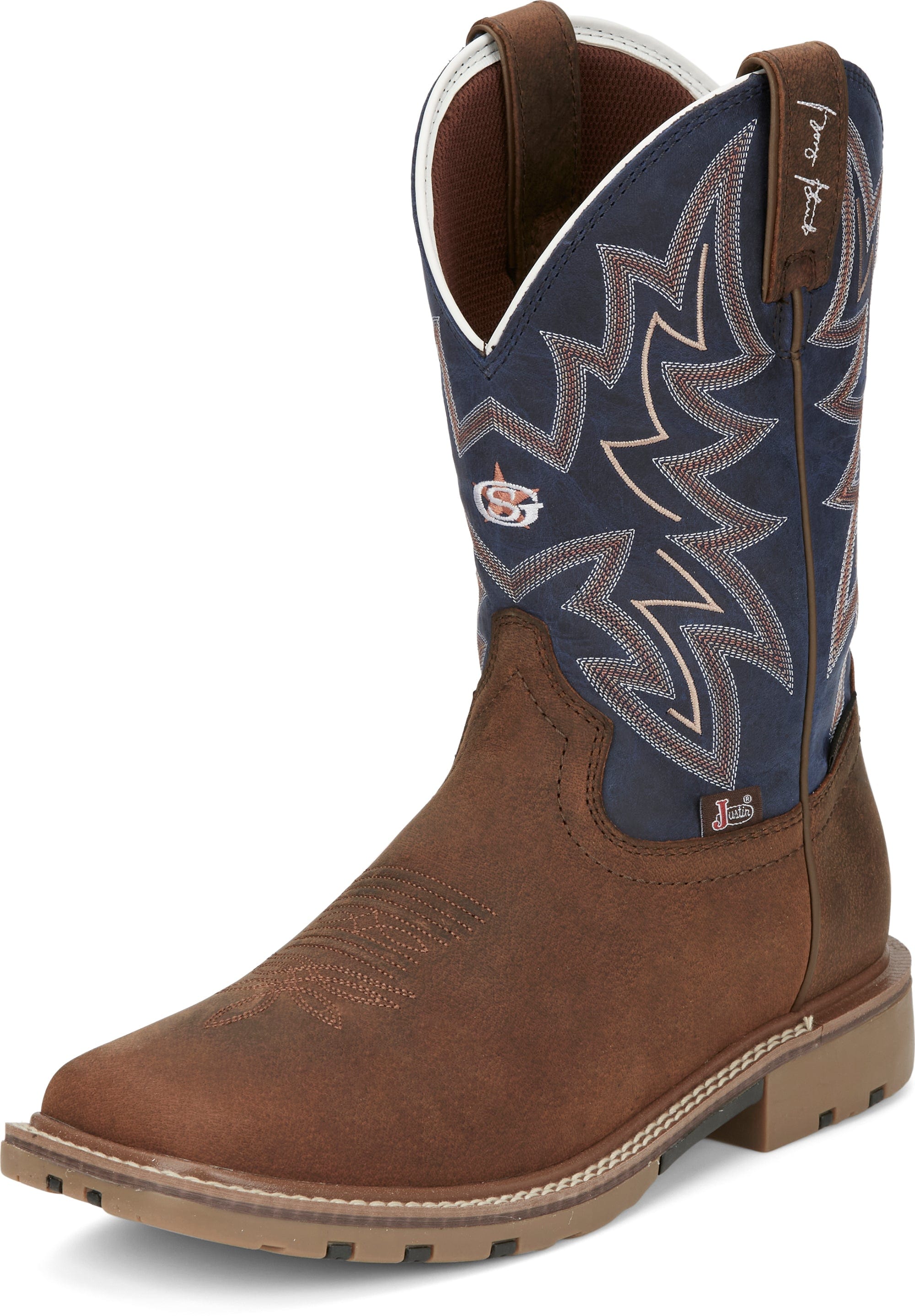 Justin Men's Dusty Cedar Brown Waterproof Western Work Boots