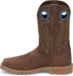 JUSTIN Mens - Boots - Western Justin Men's All Around Walnut Brown Steel Toe Waterproof Work Boot SE3115