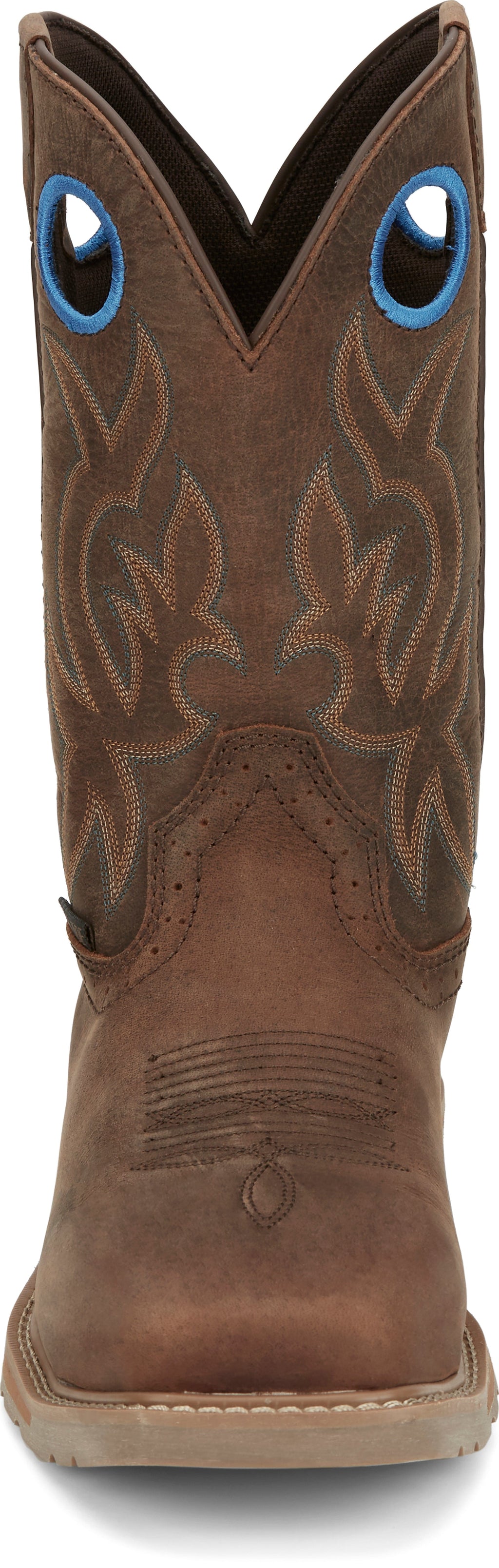 JUSTIN Mens - Boots - Western Justin Men's All Around Walnut Brown Steel Toe Waterproof Work Boot SE3115