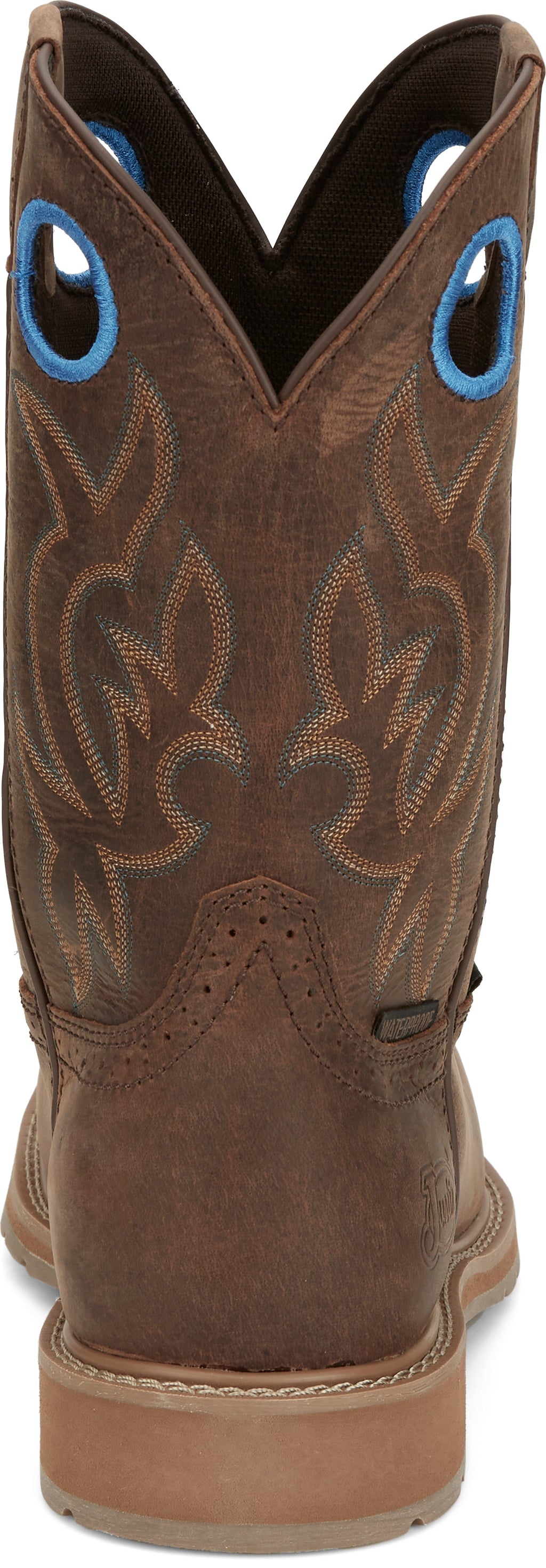 JUSTIN Mens - Boots - Western Justin Men's All Around Walnut Brown Steel Toe Waterproof Work Boot SE3115