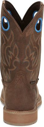 JUSTIN Mens - Boots - Western Justin Men's All Around Walnut Brown Steel Toe Waterproof Work Boot SE3115