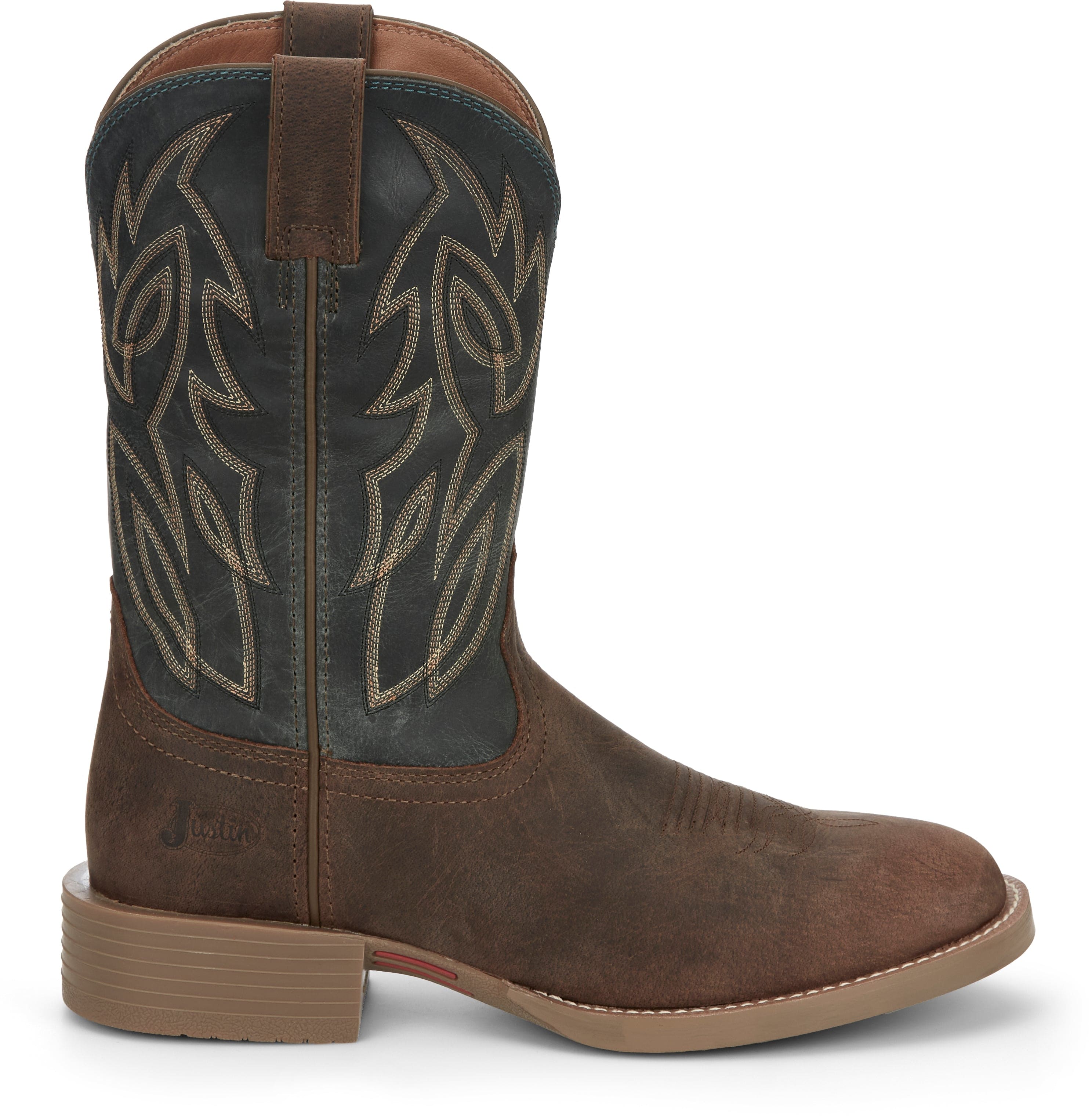 Justin Men's Rendon Barnwood Brown Round Toe Western Boots