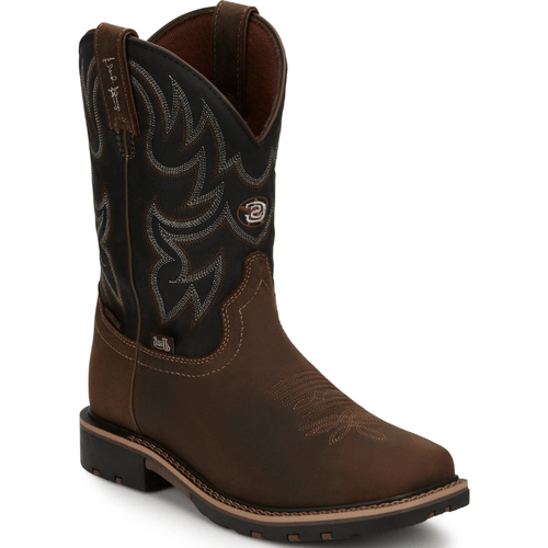 Justin Men's Fireman Brown Square Toe Waterproof Western Work