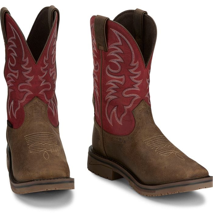 JUSTIN WORK Boots Justin Men's Peanut & Crimson Thorn Waterproof Comp Toe Work Boots SE4753