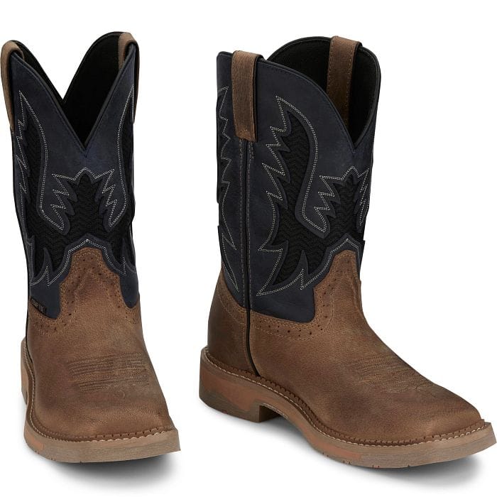 JUSTIN WORK Boots Justin Men's Peanut & Navy Stampede Bolt Comp Toe Work Boots SE4115