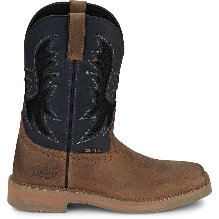 JUSTIN WORK Boots Justin Men's Peanut & Navy Stampede Bolt Comp Toe Work Boots SE4115