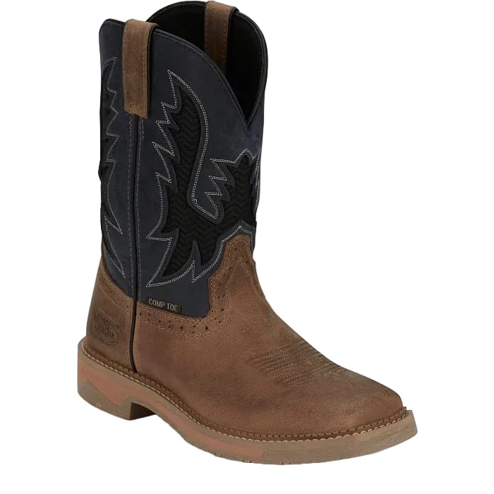 JUSTIN WORK Boots Justin Men's Peanut & Navy Stampede Bolt Comp Toe Work Boots SE4115