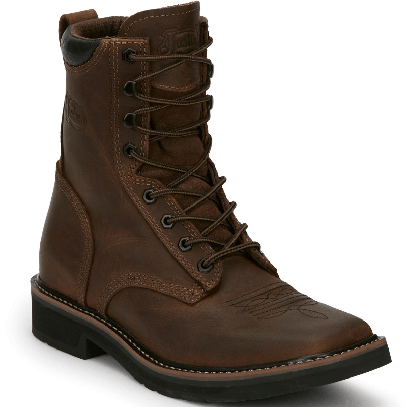 Justin Work Boots Justin Men's Pulley Aged Brown Lace-Up Work Boot SE681