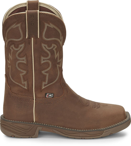 Justin Work Boots Justin Men’s Rush Brown Rush Waterproof Steel Toe Work Boots WK4331