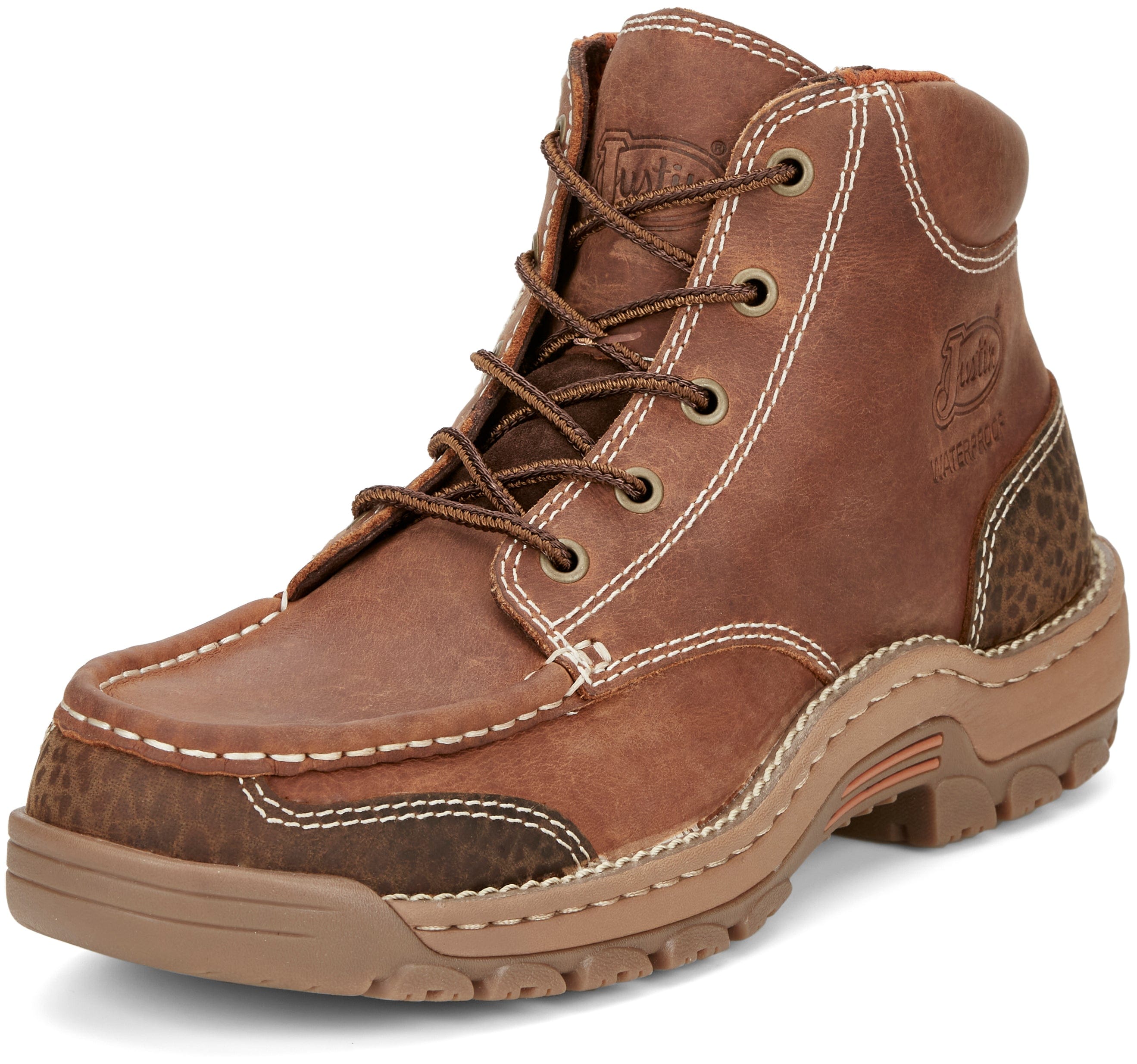 Justin Men's Stampede Corbett Waterproof Barley Brown Work Boots