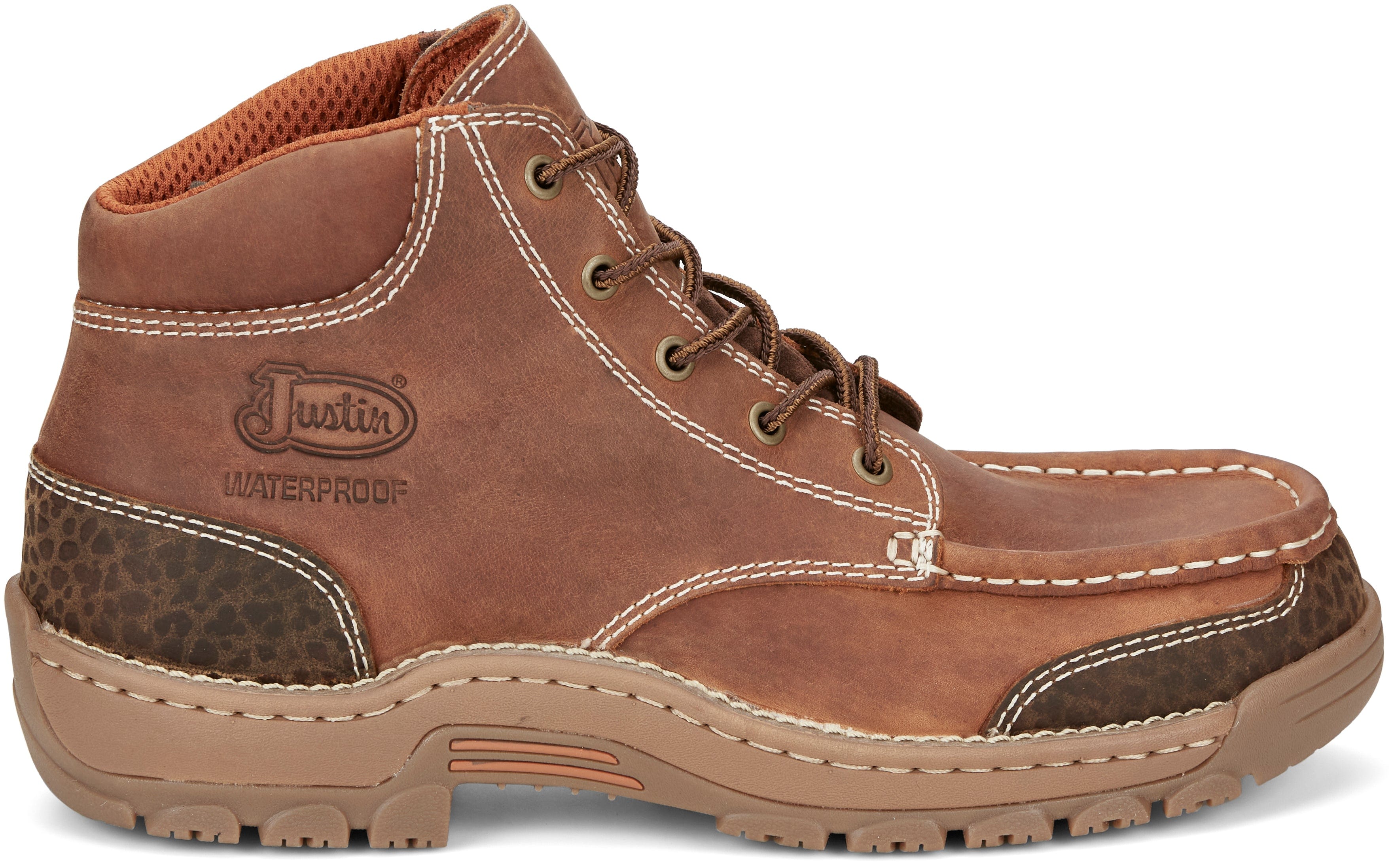 Justin Men's Stampede Corbett Waterproof Barley Brown Work Boots