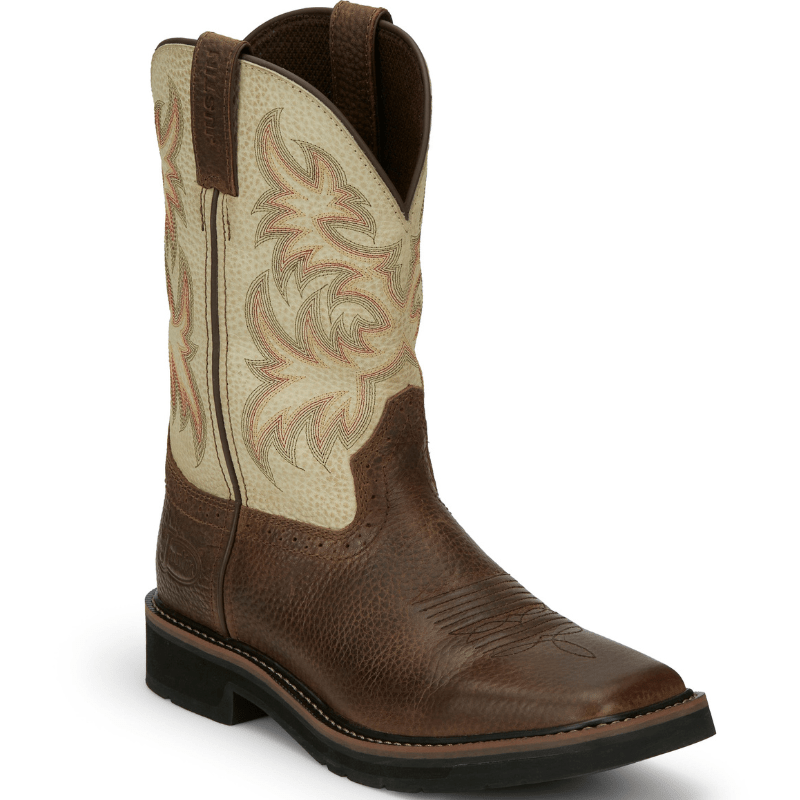 Justin Work Boots Justin Men's Stampede Driller Copper Brown Square Toe Work Boots SE4683