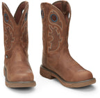 Justin Work Boots Justin Men's Stampede Rush Barley Brown Waterproof Nano Comp Round Toe Work Boots SE4334