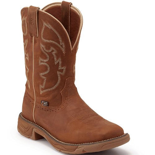 Justin Men's Stampede Rush Saddle Tan Square Toe Work Boots WK4330