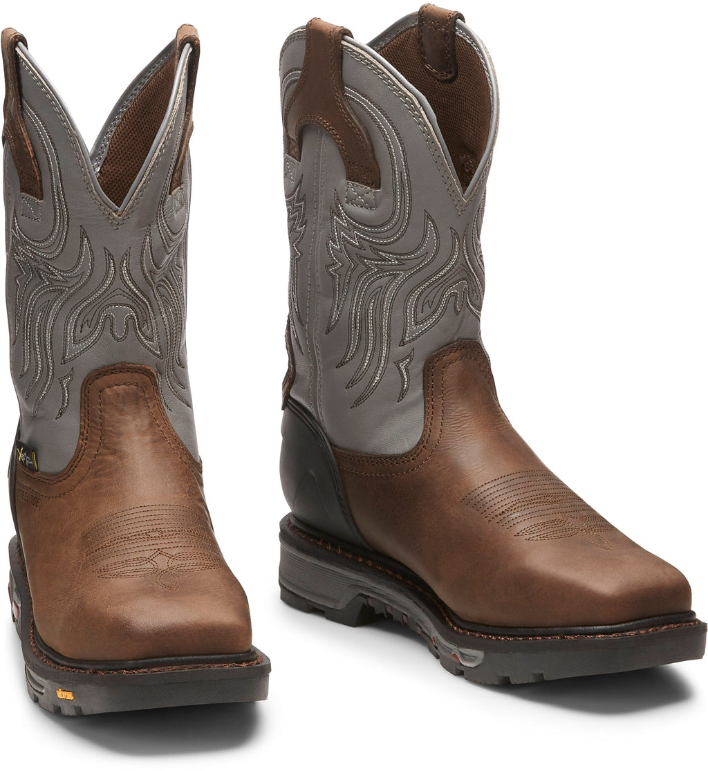 Justin Work Boots Justin Men's Tanker Timber Brown Waterproof Steel Toe Work Boots WK2102