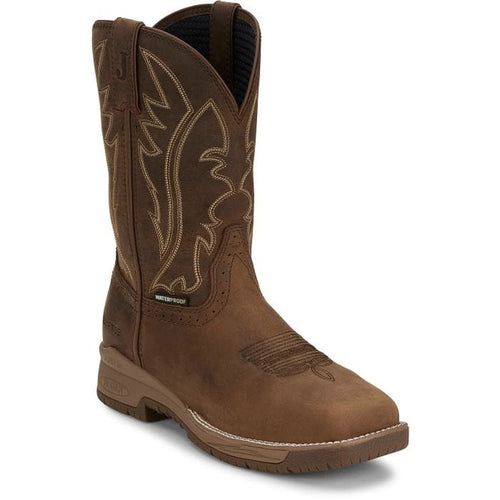 JUSTIN WORK Boots Justin Men's Taupe Nitread Waterproof Nano Comp Toe Work Boots CR3207