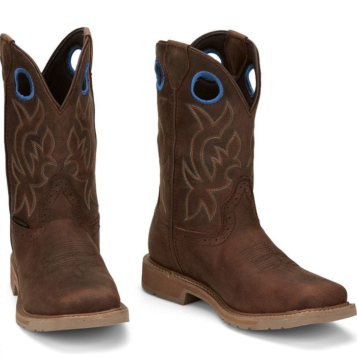 JUSTIN WORK Boots Justin Men's Walnut Brown Stampede All Around Waterproof Work Boots SE3114