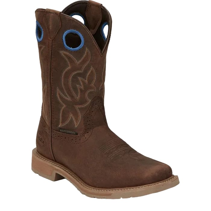 JUSTIN WORK Boots Justin Men's Walnut Brown Stampede All Around Waterproof Work Boots SE3114