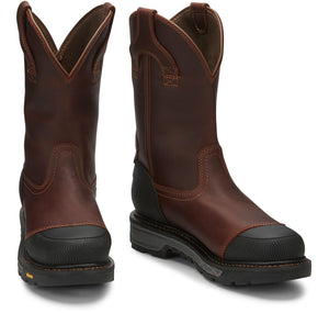Justin Work Boots Justin Men's Warhawk Chestnut Brown Waterproof Nano Composite Toe Work Boots WK2152