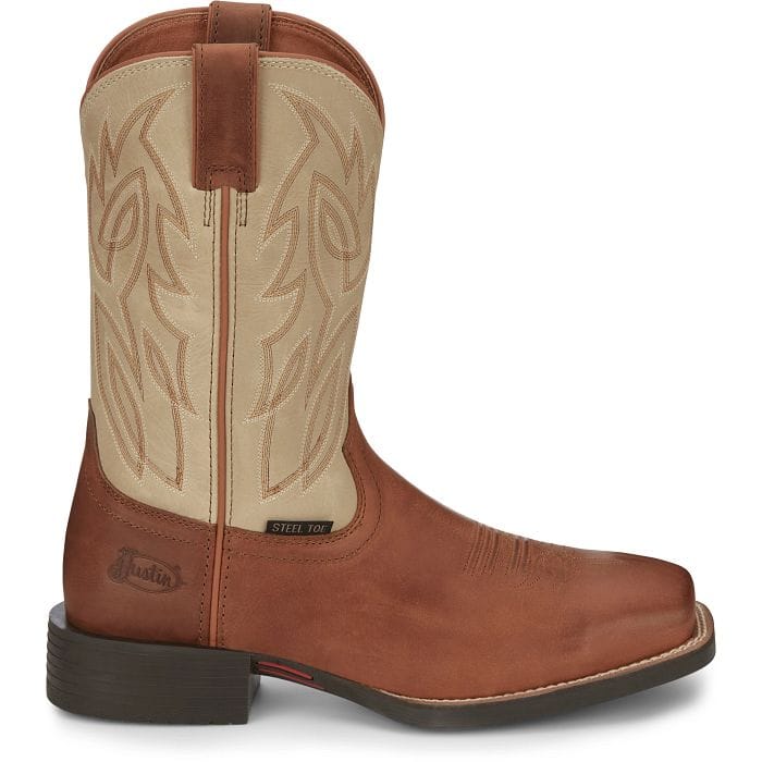 JUSTIN WORK Boots Justin Men's Whiskey Brown Stampede Canter Steel Toe Work Boots SE4511