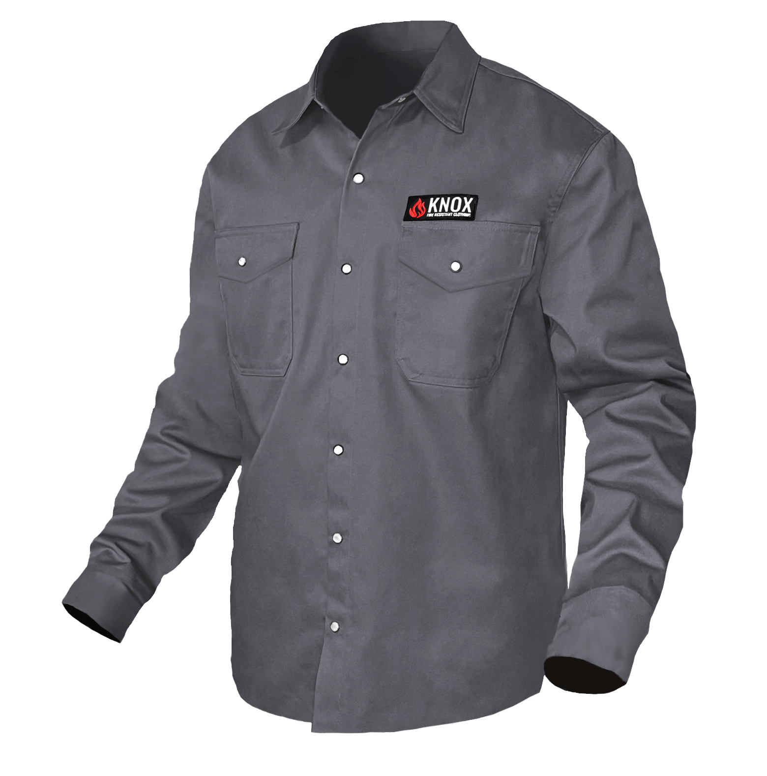 Knox Incorporated Apparel & Accessories Knox FR Shirt Gray With Pearl Snap Buttons