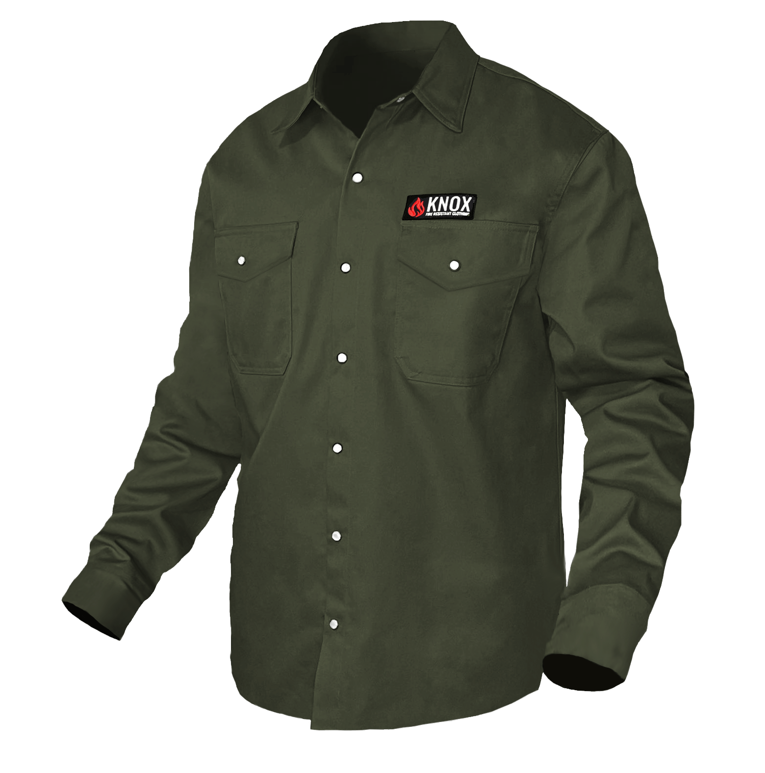 Knox Incorporated Apparel & Accessories Knox FR Shirt Military Green With Pearl Snap Buttons