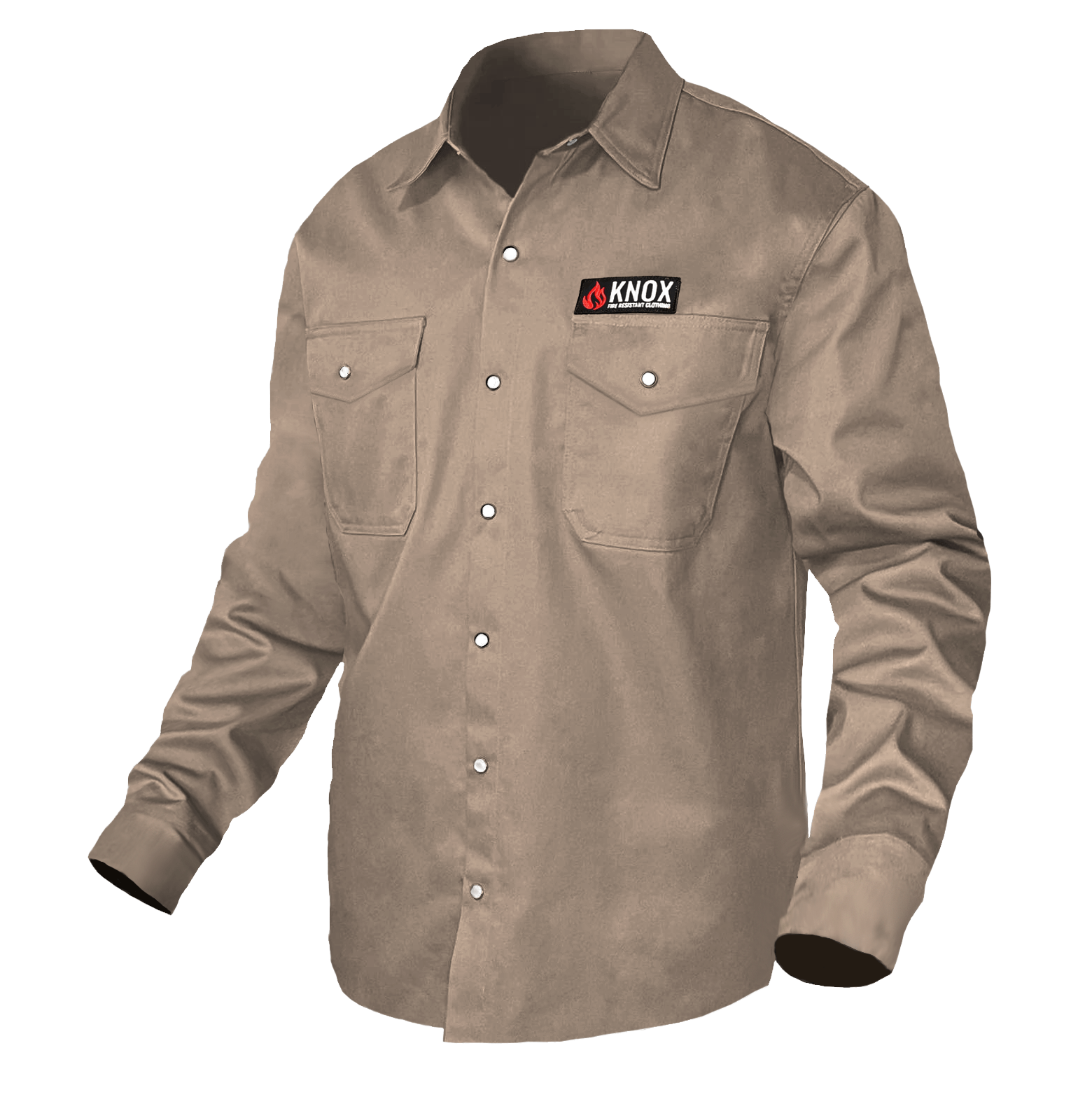 Knox Incorporated Apparel & Accessories Knox FR Shirt Tan With Pearl Snap Buttons