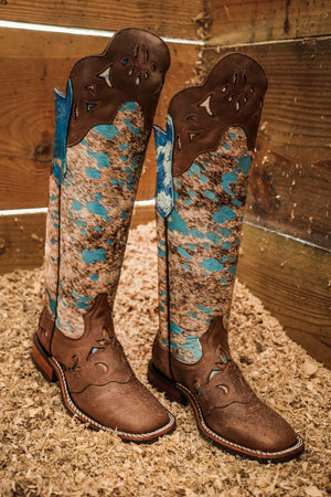 Lacy Boots Boots 5 / 14” Frost Style Tall Buckaroo in Acid Turquoise with Shin Protection