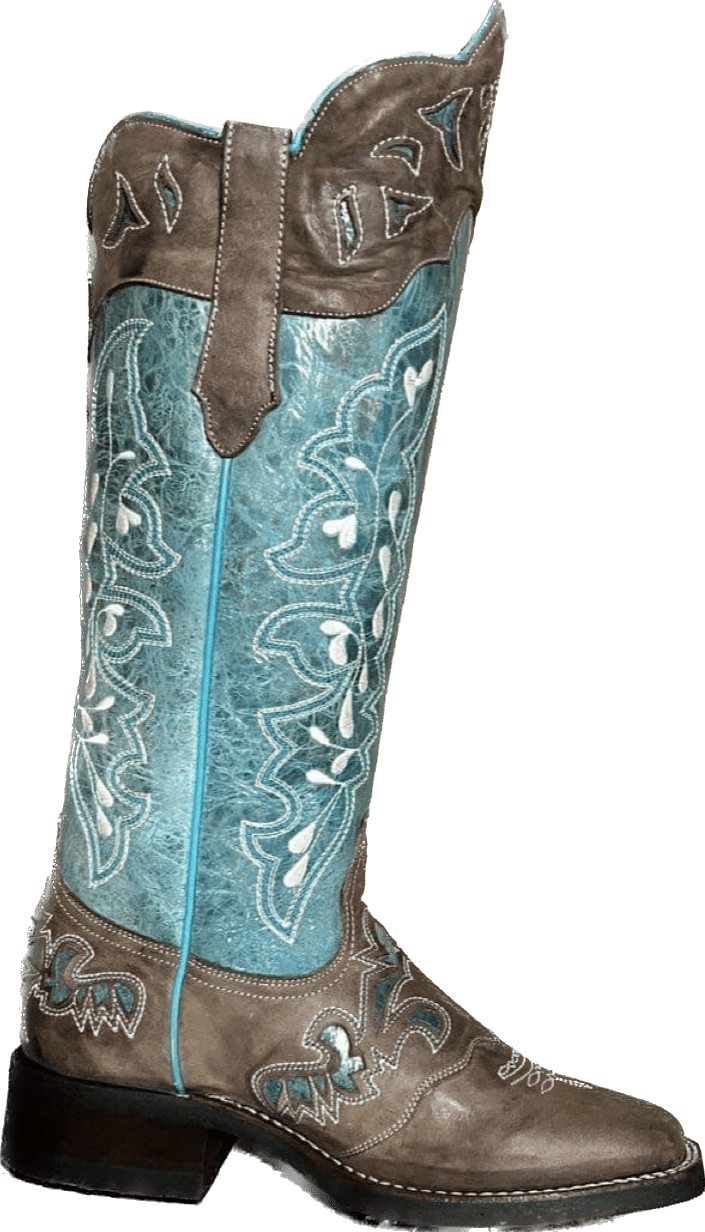 Lacy Boots Boots 5 / 15.5” Frost Style Tall Buckaroo in Turquoise w/shin protection