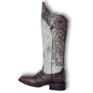 Lacy Boots Boots Frost Style Tall Buckaroo Hair-On with various colors including black, white and brown shades with Shin Protection