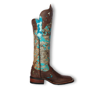 Lacy Boots Boots Frost Style Tall Buckaroo in Acid Turquoise with Shin Protection