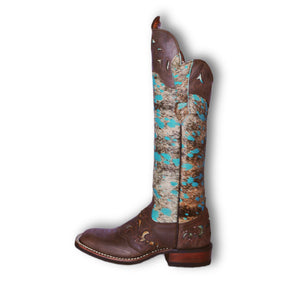 Lacy Boots Boots Frost Style Tall Buckaroo in Acid Turquoise with Shin Protection