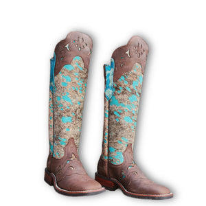 Lacy Boots Boots Frost Style Tall Buckaroo in Acid Turquoise without Shin Protection