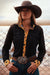Lacy Boots Shirts Cool Cowgirl® Perforated Cooling Shirts! Black with Sunflower Trim
