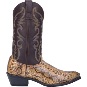 LAREDO Boots Laredo Men's Monty Tan Multi/Brown Snake Print Leather Cowboy Boots 68068