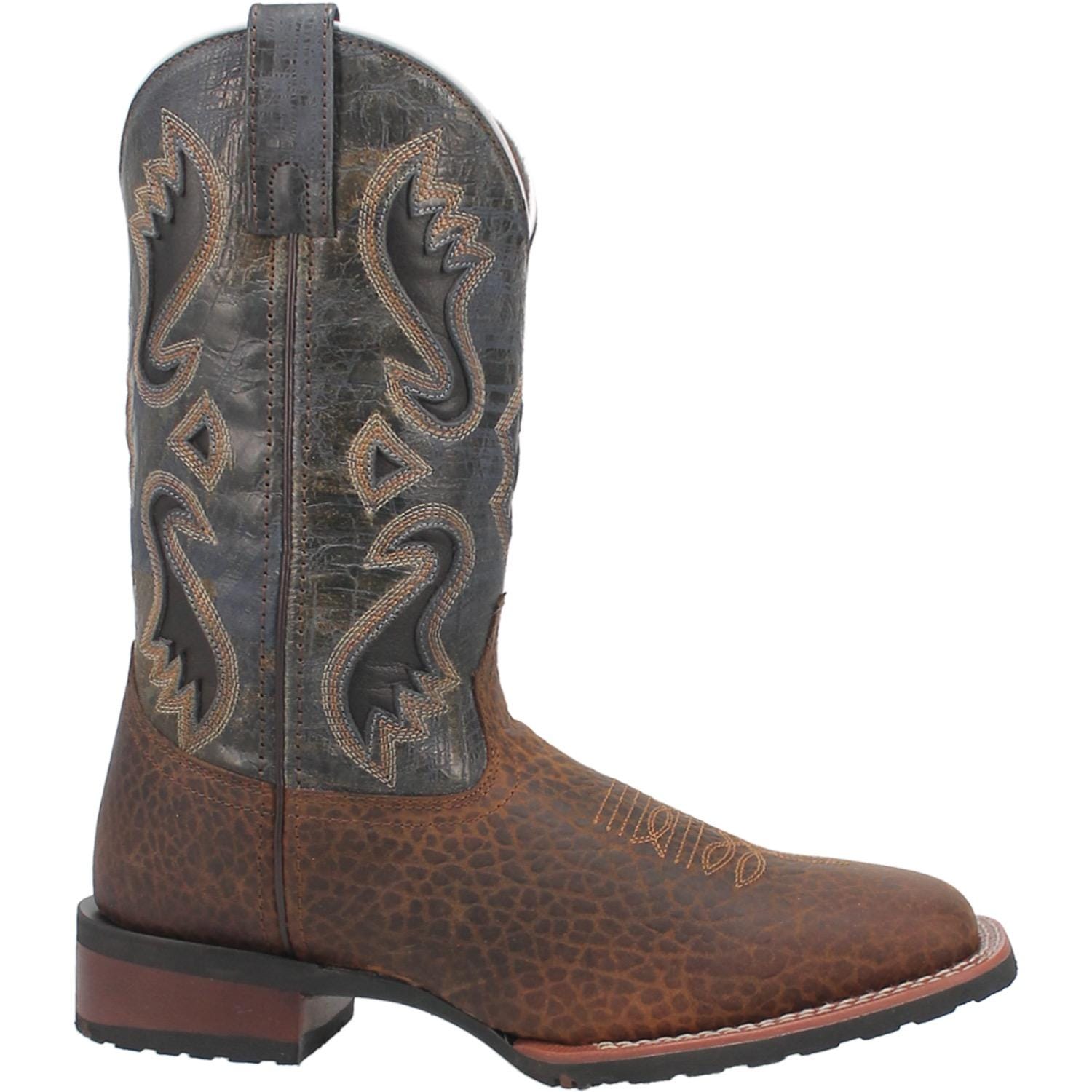 Laredo Men's Smoke Creek Blue Denim/Tan Leather Cowboy Boots 7975