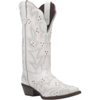 LAREDO Boots Laredo Women's Adrian White Embroidered Pull On Studded Western Boots 52419