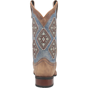 LAREDO Boots Laredo Women's Santa Fe Tan/Blue Denim Leather Cowgirl Boots 5969