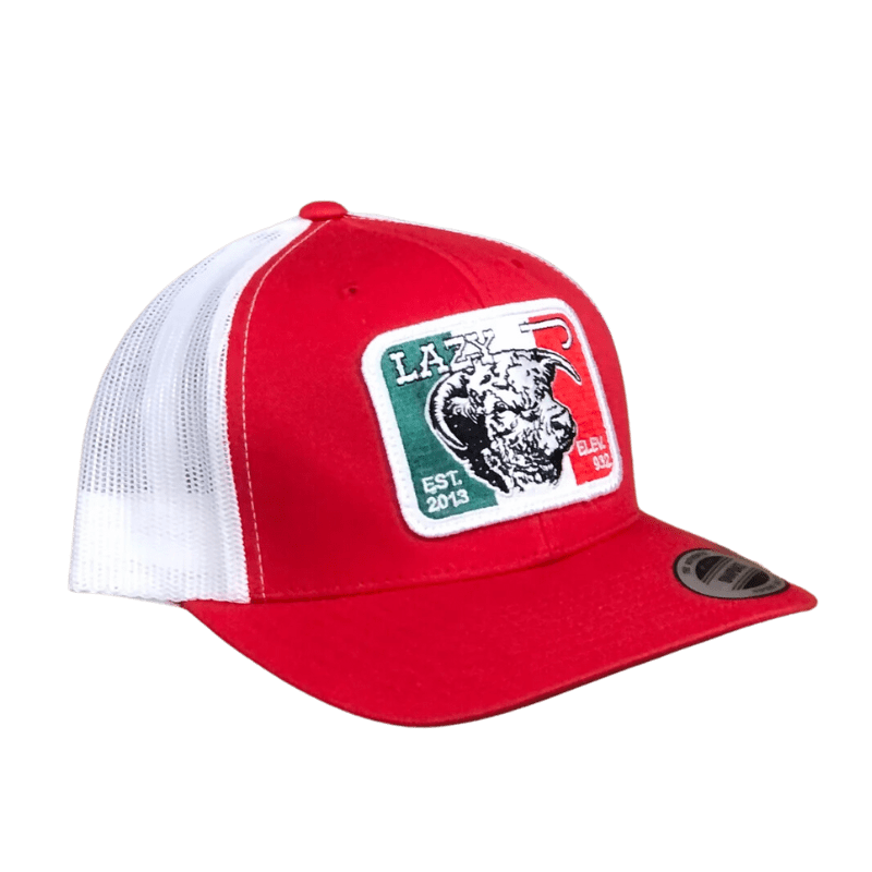LAZY J RANCH Hats Lazy J Ranch Wear Red/White Mexico Flag Patch Cap