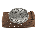 LEEGIN Belt Tony Lama Women's Brown Pierced Filigree Trophy Belt C50029